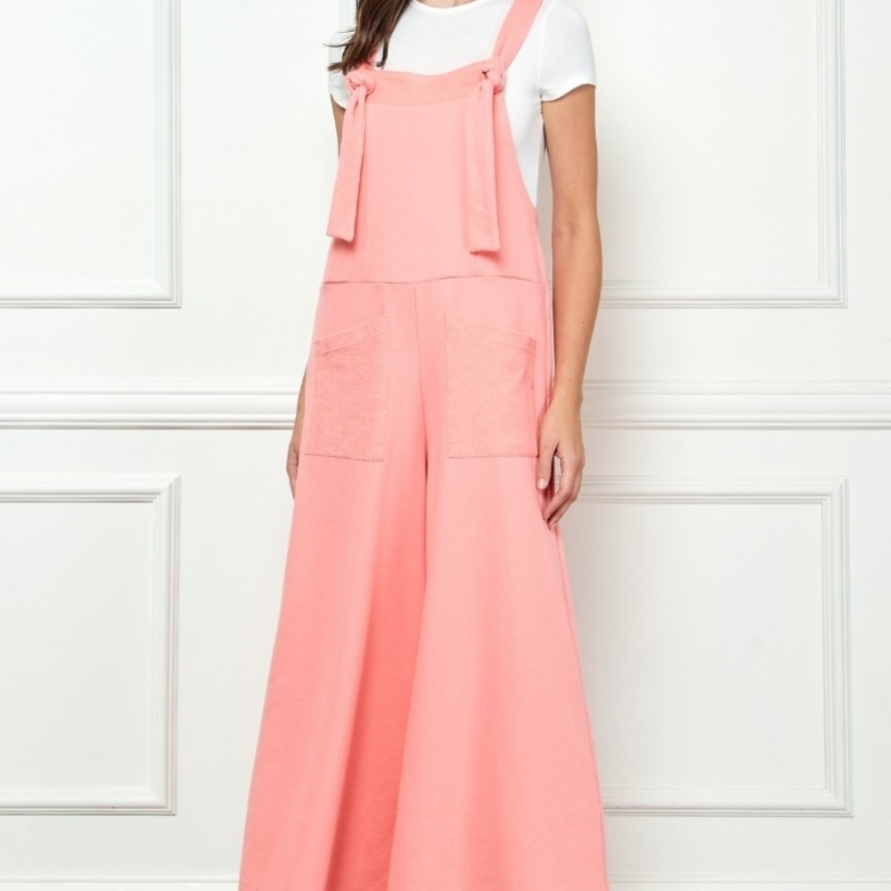 Veveret Wide Strap French Terry Overalls